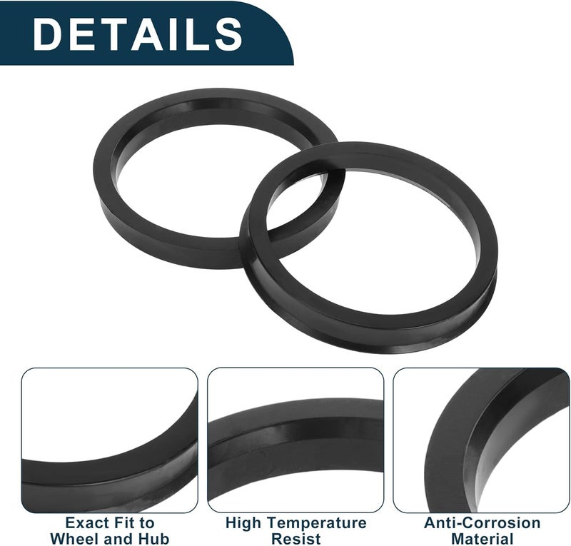 TUCKBOLD Car Wheel Hub Centric Rings Durable Wheels Center Shaft Shock Absorbing Hubrings Black 2 Pcs OD 75.1mm to ID 64.1mm Polycarbonate - Image 5